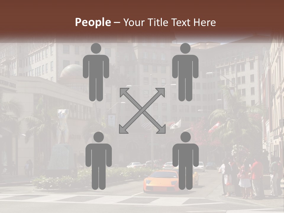 A City Street With Buildings And Palm Trees PowerPoint Template