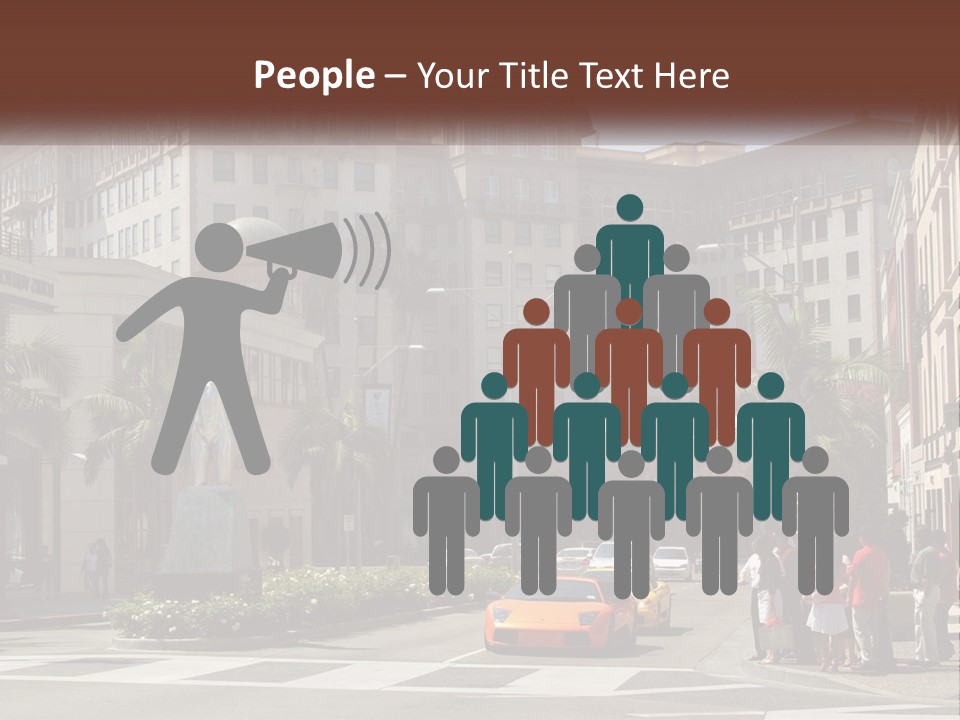 A City Street With Buildings And Palm Trees PowerPoint Template