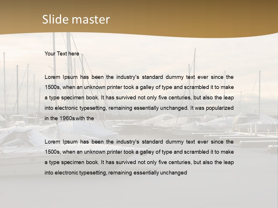 A Group Of Boats Are Docked In The Water PowerPoint Template