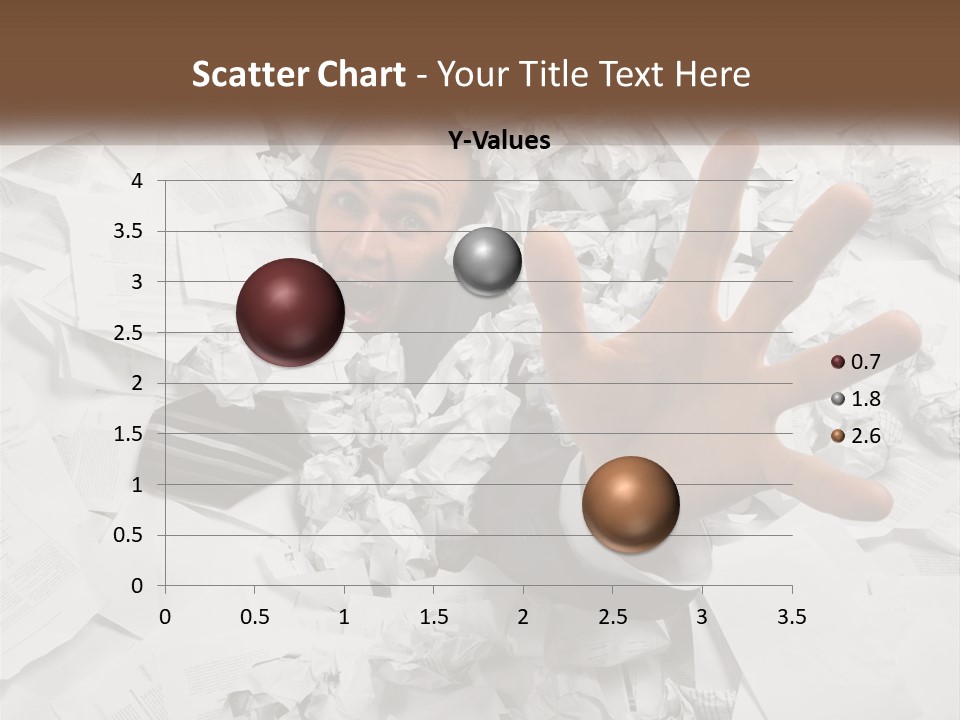 A Man With His Hand Out Through A Pile Of Papers PowerPoint Template
