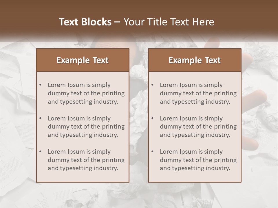 A Man With His Hand Out Through A Pile Of Papers PowerPoint Template