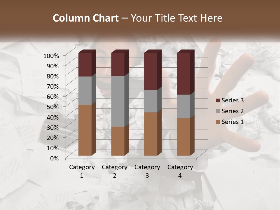 A Man With His Hand Out Through A Pile Of Papers PowerPoint Template