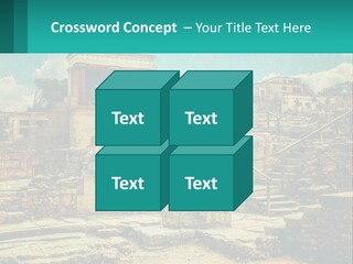 A Picture Of A Building With Stairs In The Middle Of It PowerPoint Template