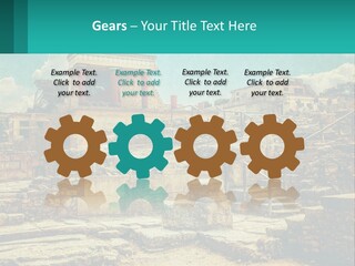 A Picture Of A Building With Stairs In The Middle Of It PowerPoint Template