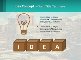 A Picture Of A Building With Stairs In The Middle Of It PowerPoint Template