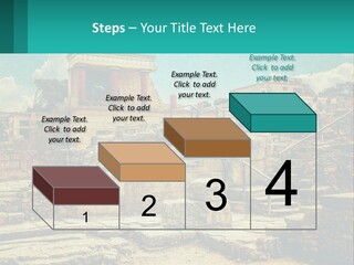 A Picture Of A Building With Stairs In The Middle Of It PowerPoint Template