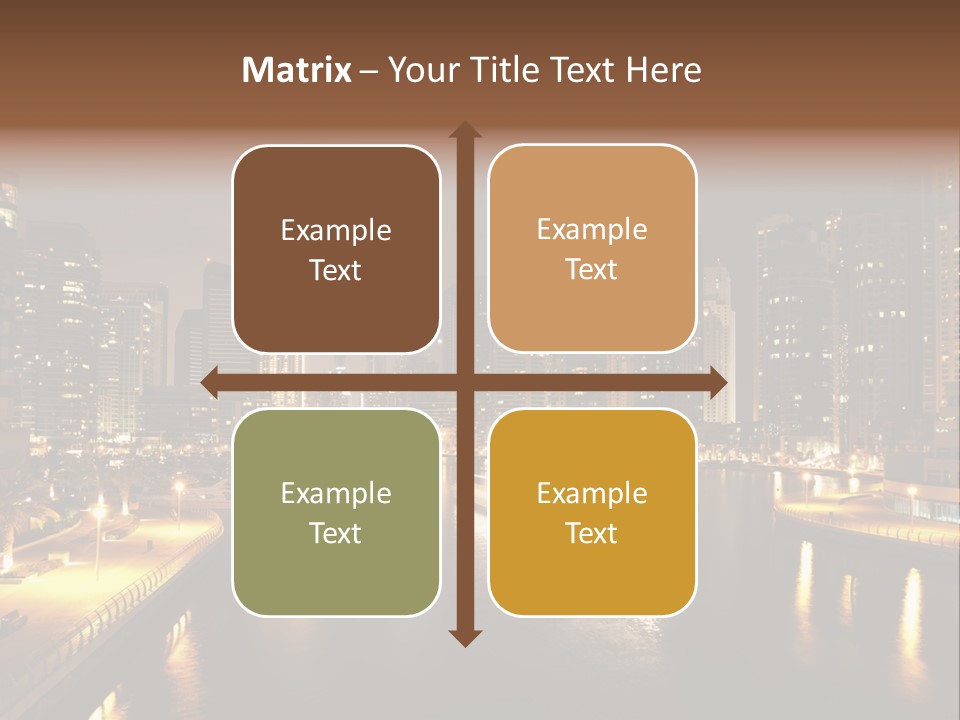 A City Skyline At Night With A River In The Foreground PowerPoint Template