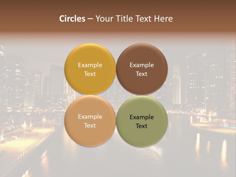 A City Skyline At Night With A River In The Foreground PowerPoint Template