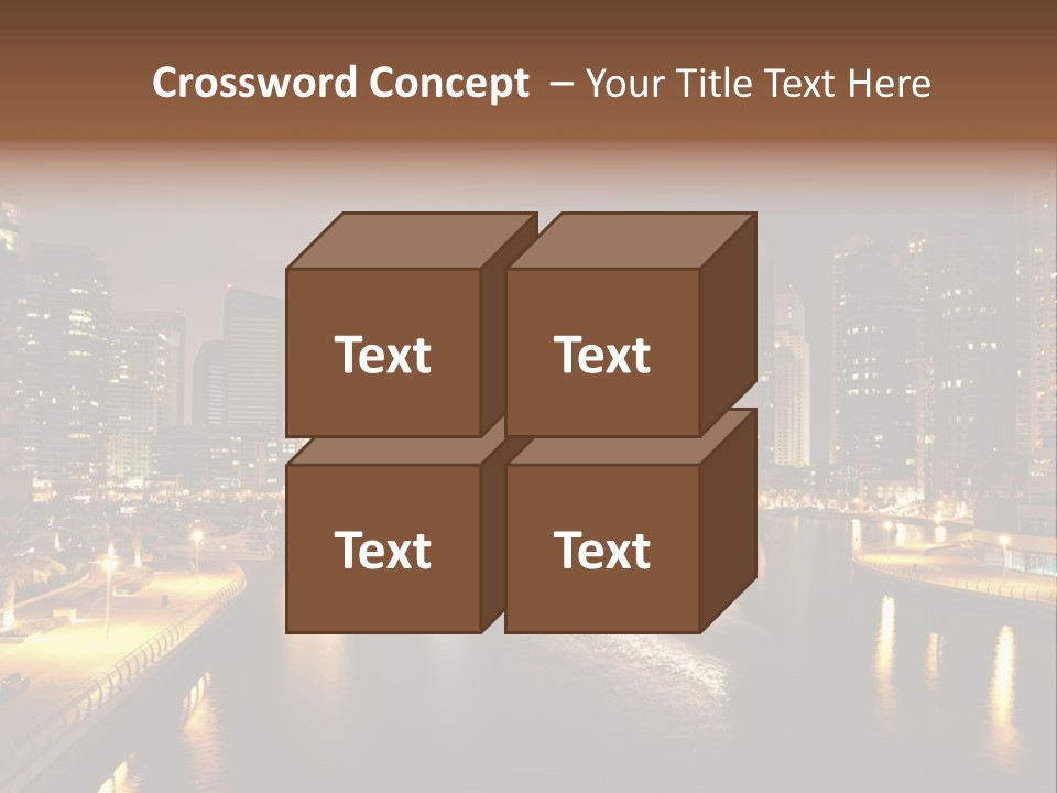 A City Skyline At Night With A River In The Foreground PowerPoint Template