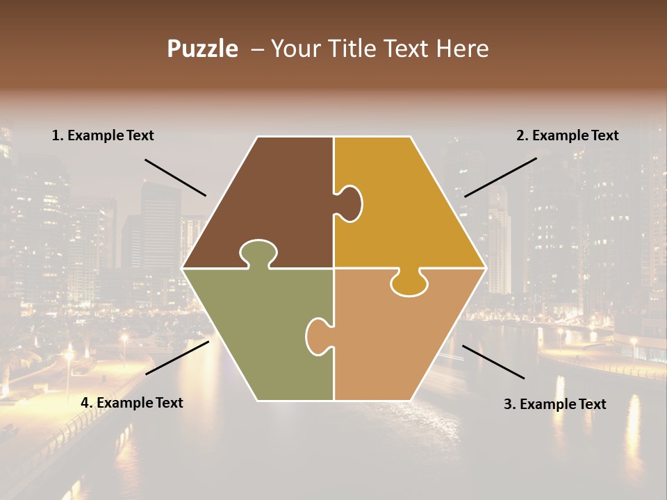 A City Skyline At Night With A River In The Foreground PowerPoint Template