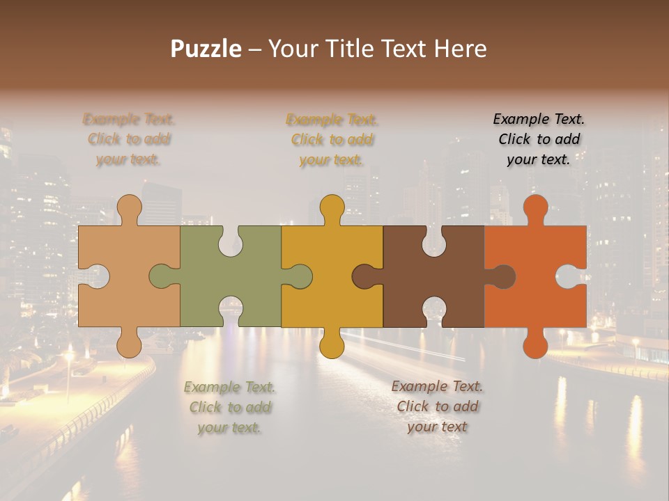 A City Skyline At Night With A River In The Foreground PowerPoint Template