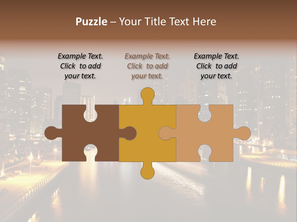 A City Skyline At Night With A River In The Foreground PowerPoint Template