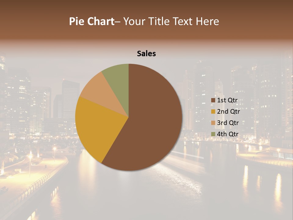 A City Skyline At Night With A River In The Foreground PowerPoint Template