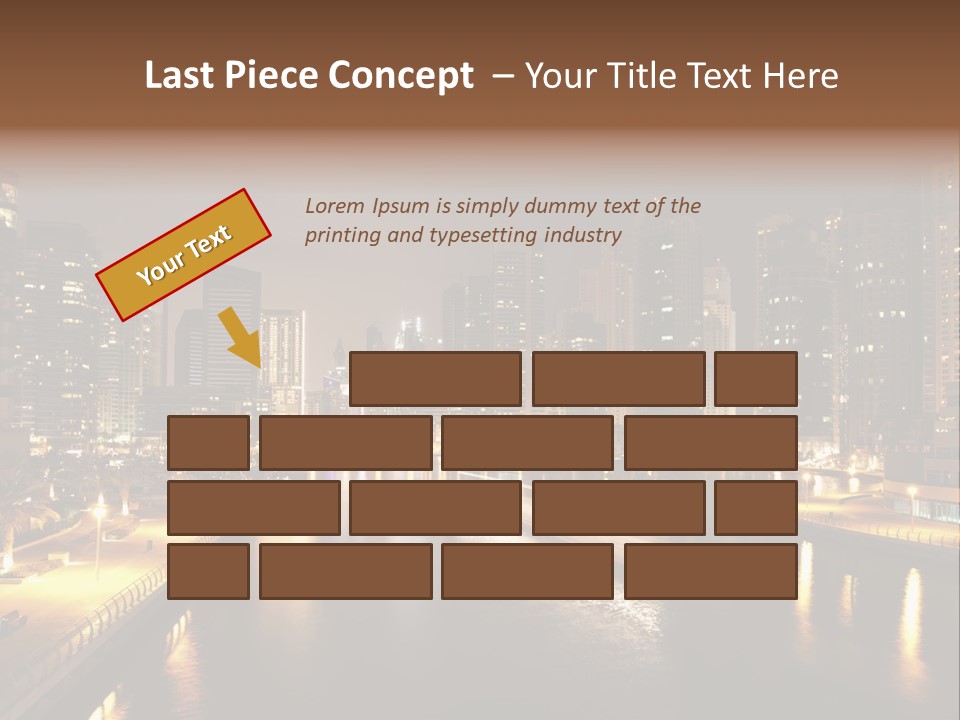 A City Skyline At Night With A River In The Foreground PowerPoint Template