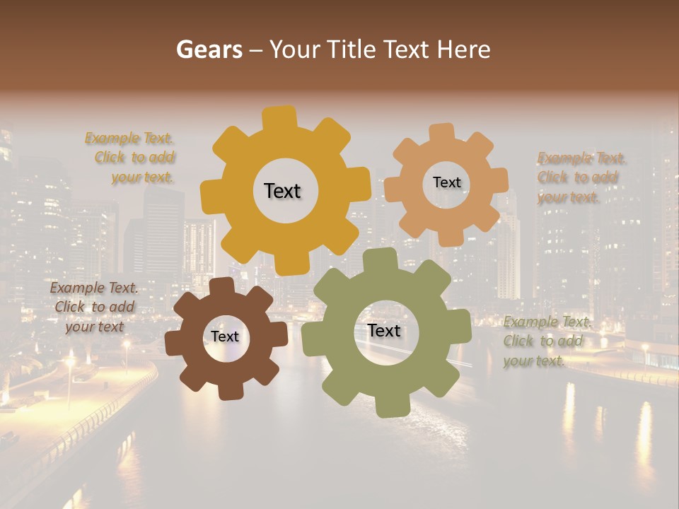 A City Skyline At Night With A River In The Foreground PowerPoint Template