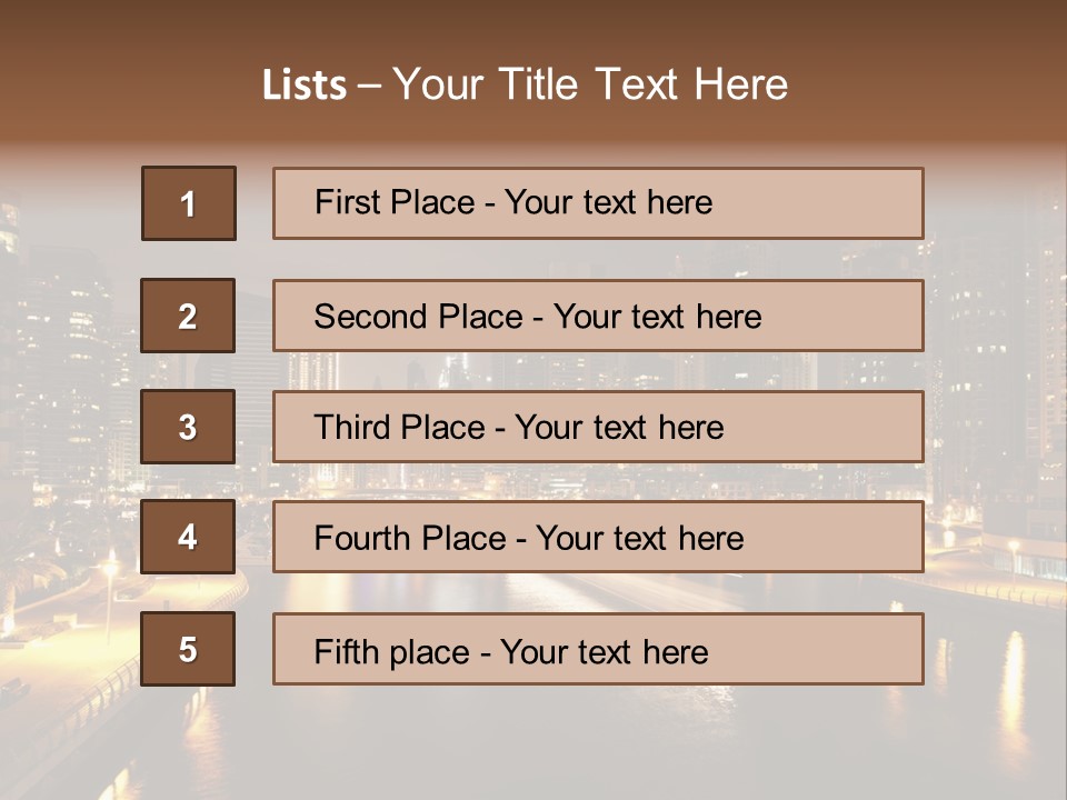 A City Skyline At Night With A River In The Foreground PowerPoint Template