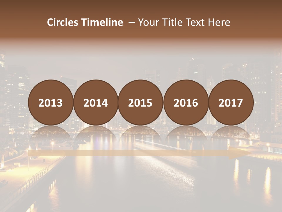 A City Skyline At Night With A River In The Foreground PowerPoint Template