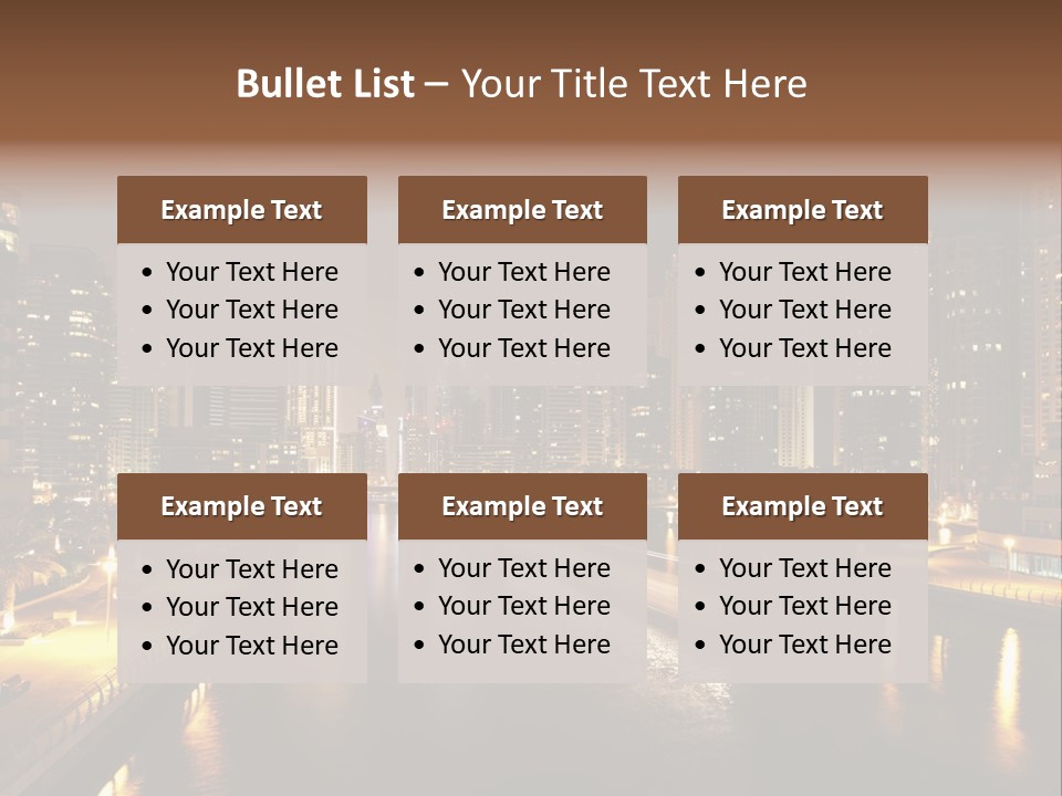 A City Skyline At Night With A River In The Foreground PowerPoint Template