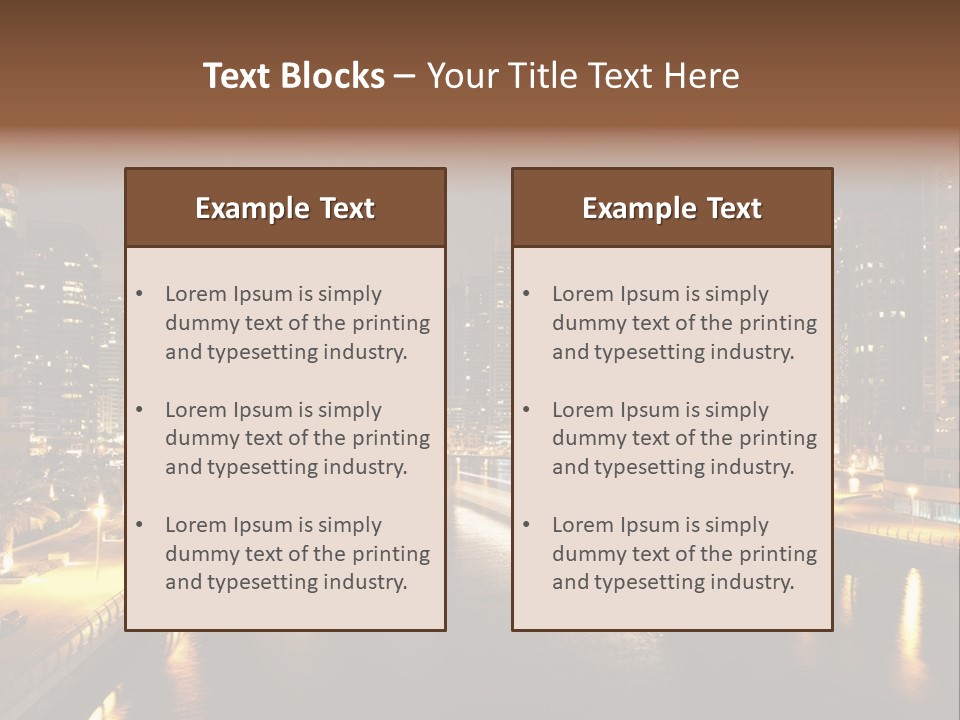 A City Skyline At Night With A River In The Foreground PowerPoint Template