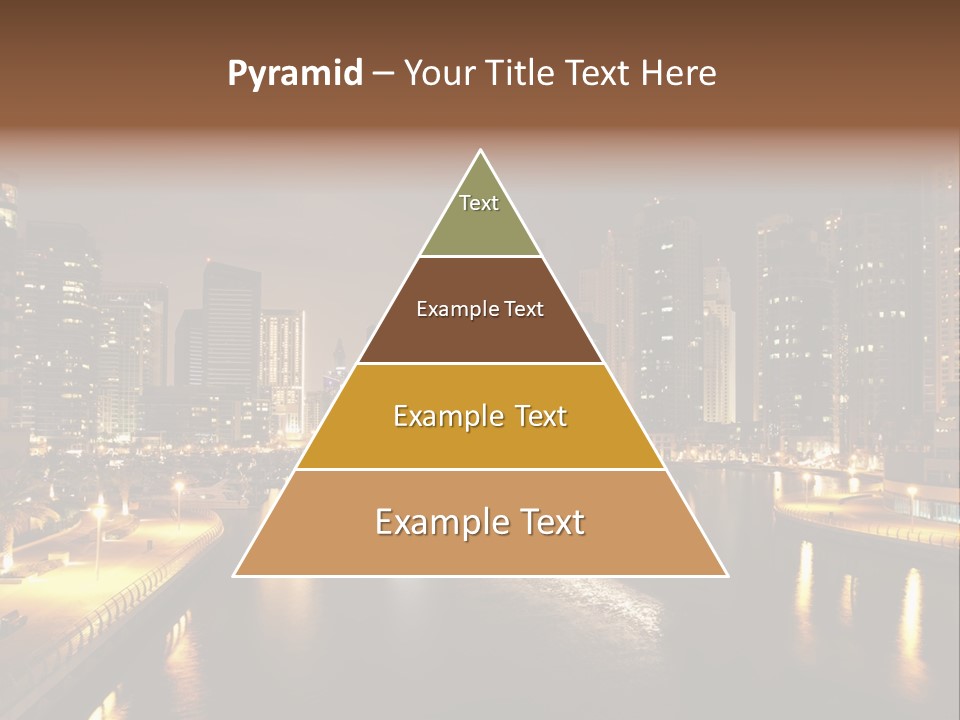 A City Skyline At Night With A River In The Foreground PowerPoint Template