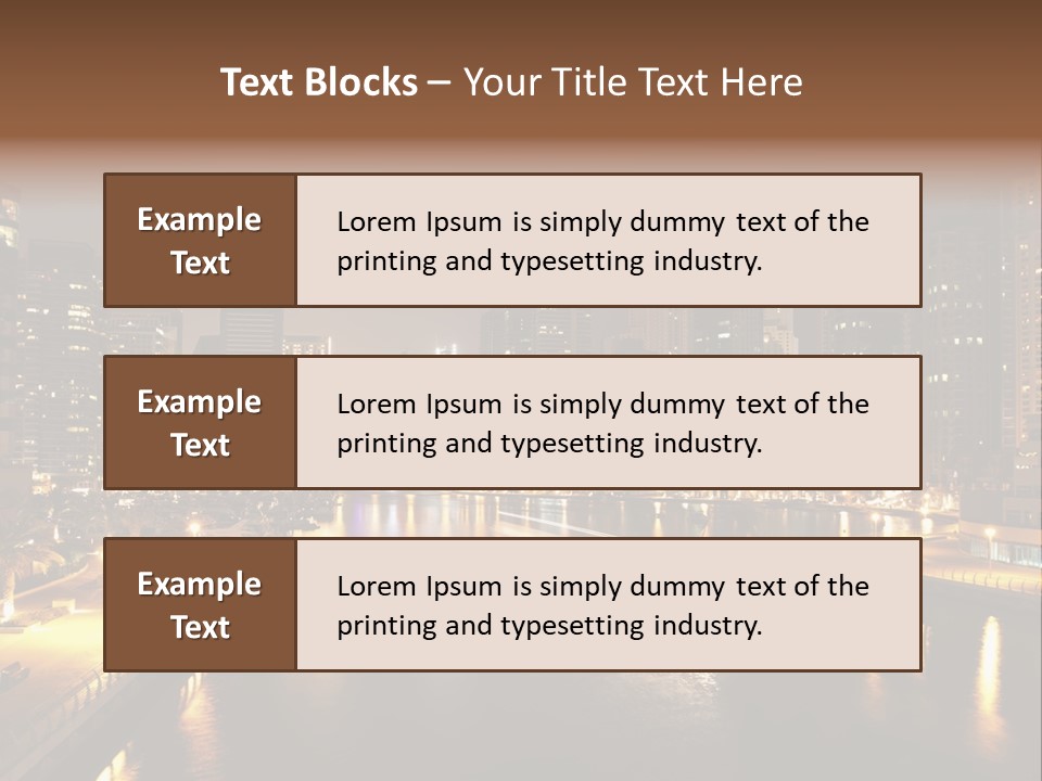 A City Skyline At Night With A River In The Foreground PowerPoint Template