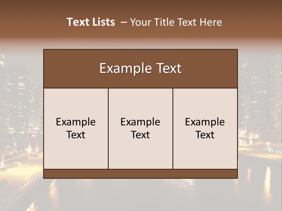 A City Skyline At Night With A River In The Foreground PowerPoint Template