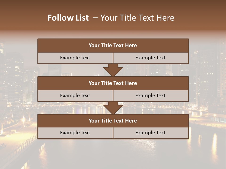 A City Skyline At Night With A River In The Foreground PowerPoint Template