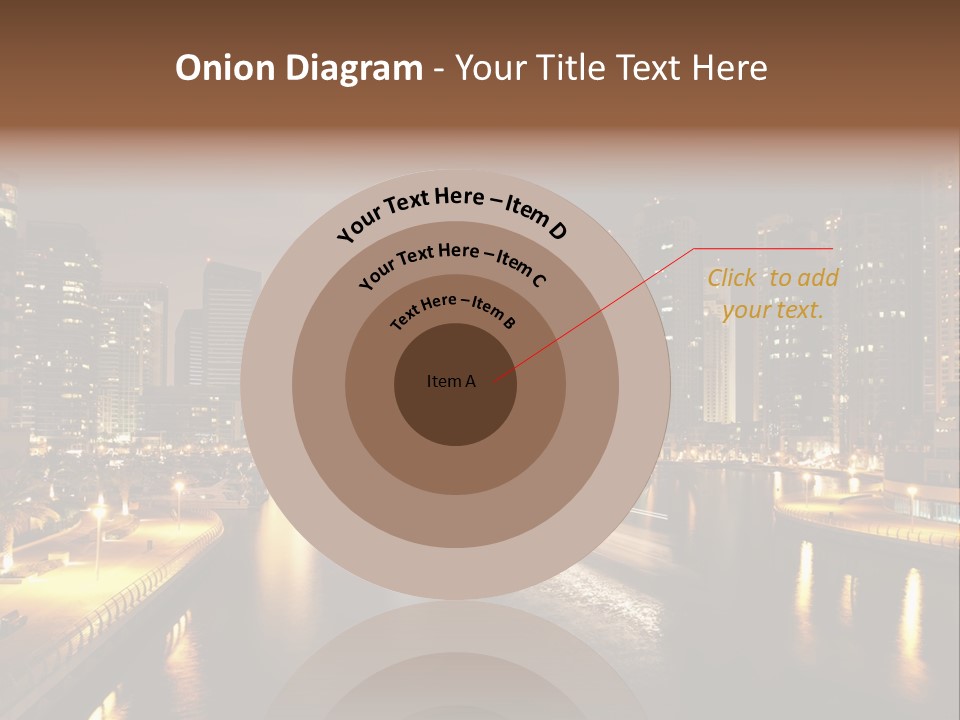 A City Skyline At Night With A River In The Foreground PowerPoint Template