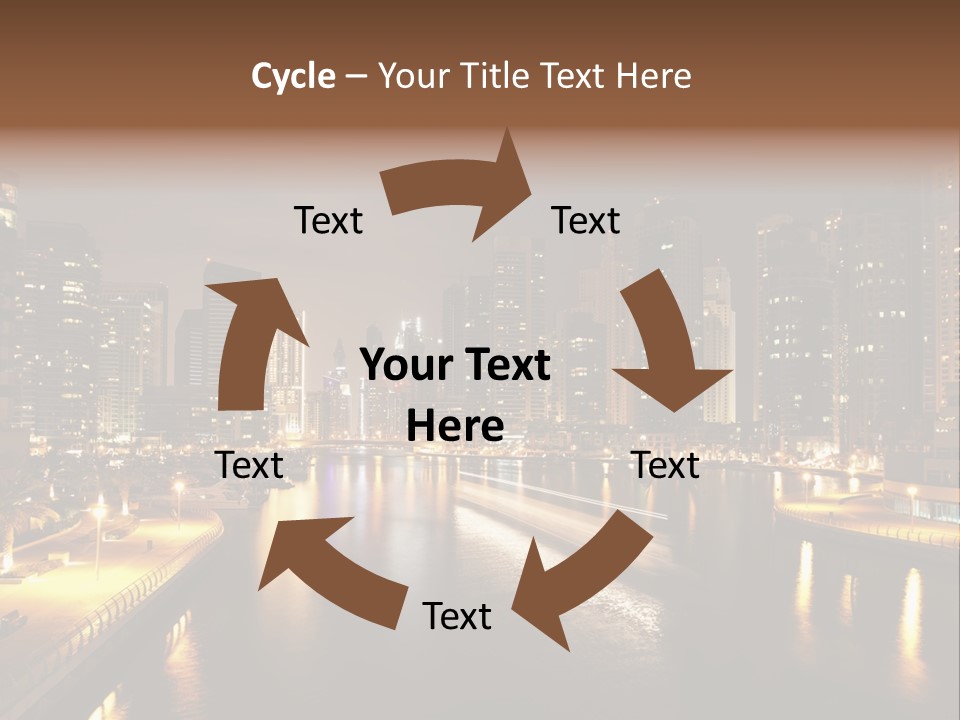 A City Skyline At Night With A River In The Foreground PowerPoint Template