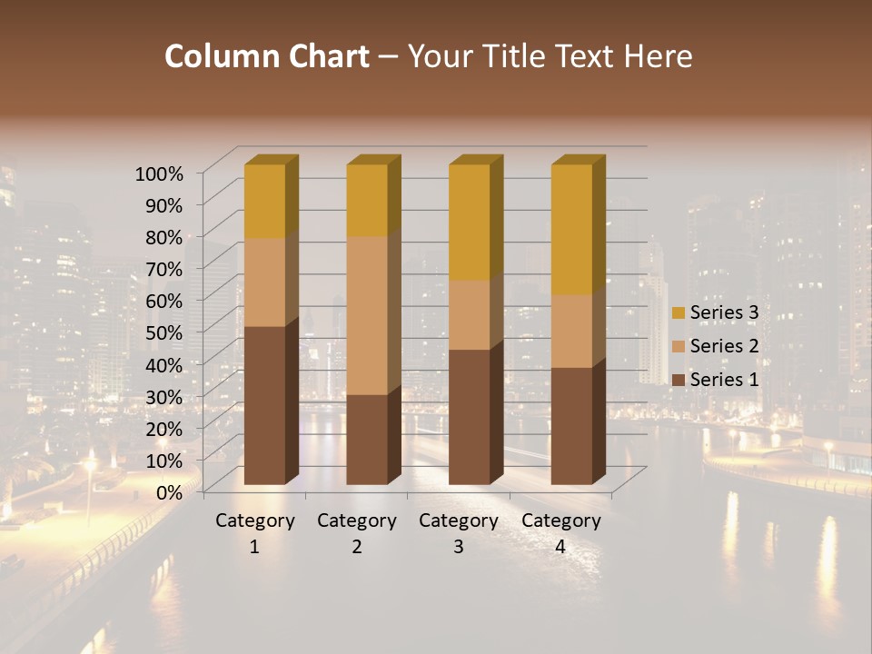 A City Skyline At Night With A River In The Foreground PowerPoint Template