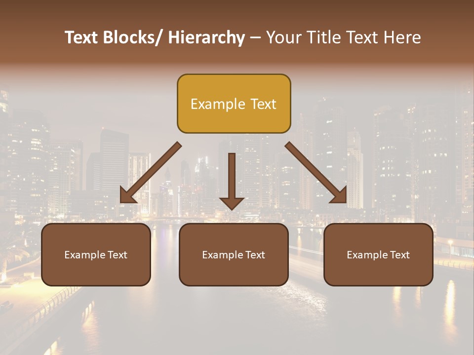 A City Skyline At Night With A River In The Foreground PowerPoint Template