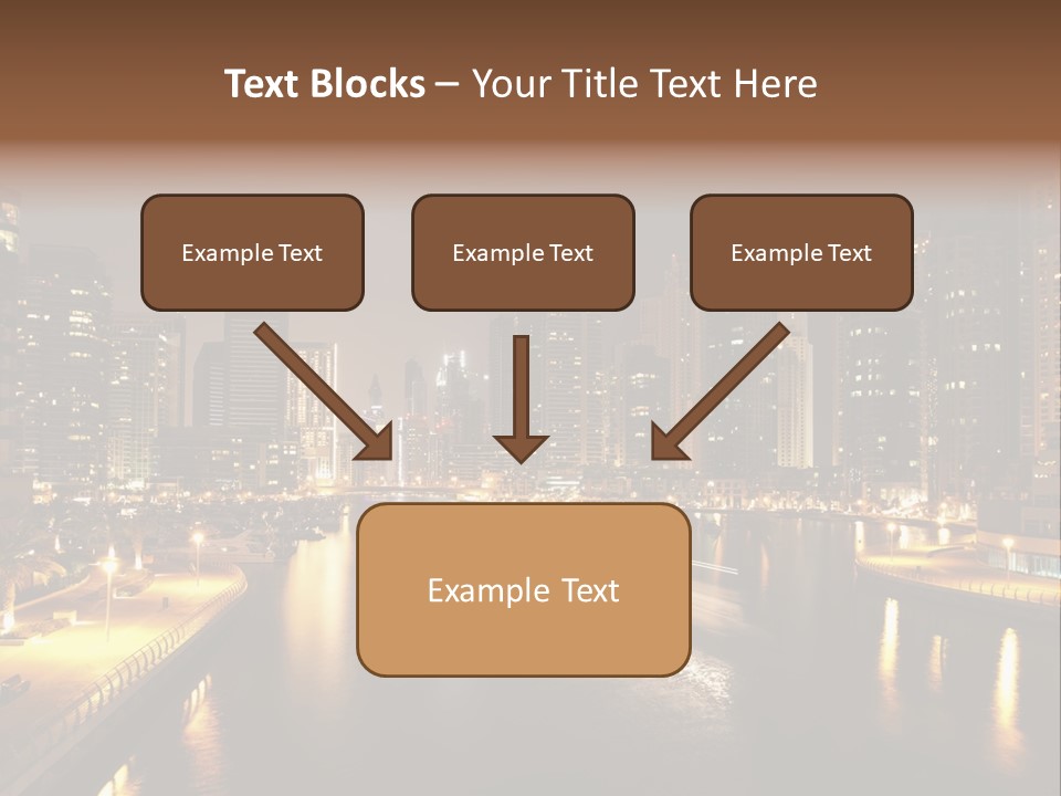 A City Skyline At Night With A River In The Foreground PowerPoint Template