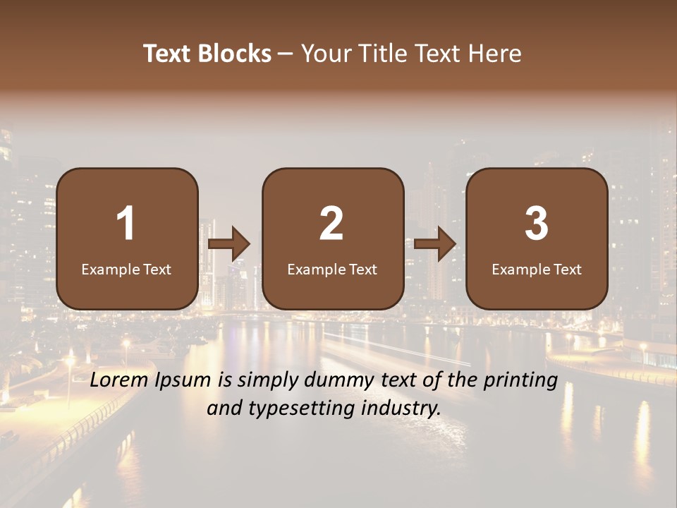 A City Skyline At Night With A River In The Foreground PowerPoint Template