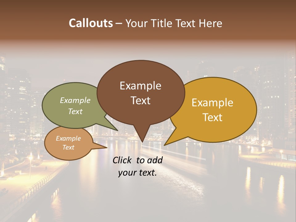 A City Skyline At Night With A River In The Foreground PowerPoint Template