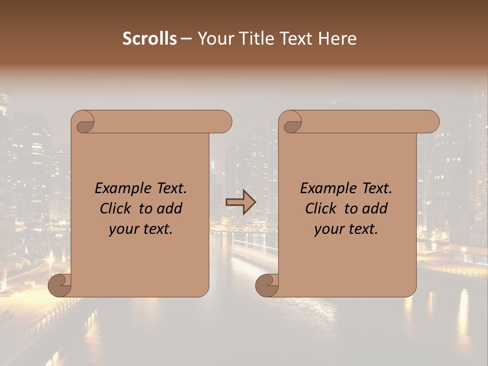 A City Skyline At Night With A River In The Foreground PowerPoint Template