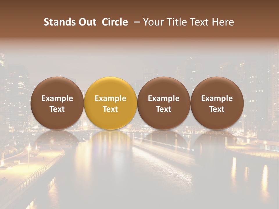 A City Skyline At Night With A River In The Foreground PowerPoint Template