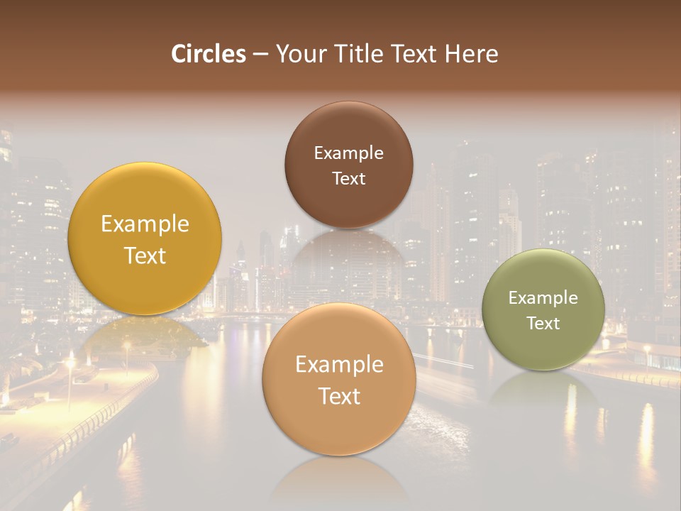 A City Skyline At Night With A River In The Foreground PowerPoint Template