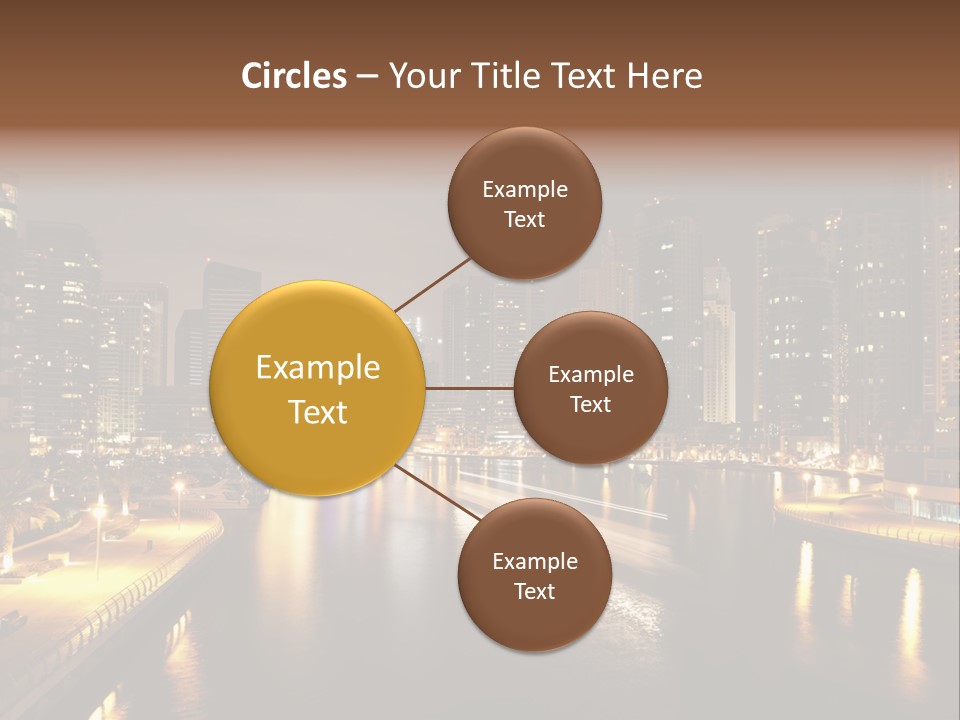 A City Skyline At Night With A River In The Foreground PowerPoint Template