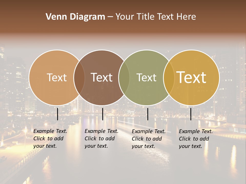 A City Skyline At Night With A River In The Foreground PowerPoint Template