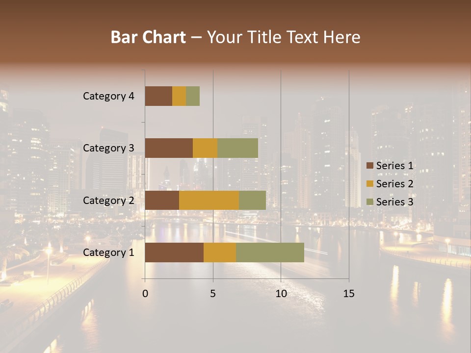 A City Skyline At Night With A River In The Foreground PowerPoint Template