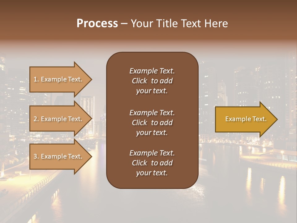 A City Skyline At Night With A River In The Foreground PowerPoint Template