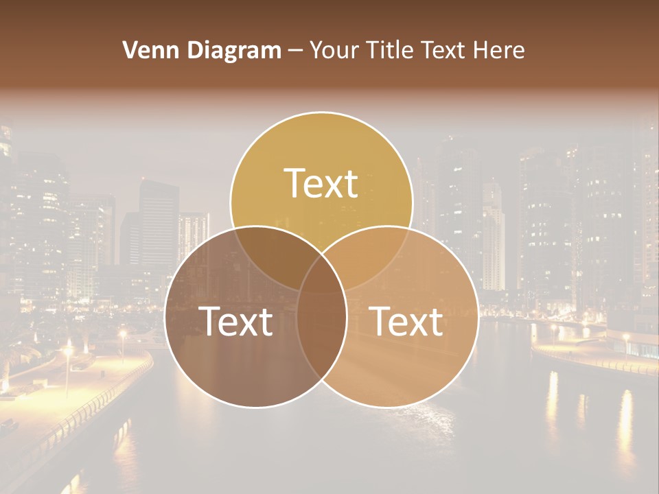 A City Skyline At Night With A River In The Foreground PowerPoint Template