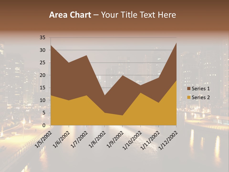 A City Skyline At Night With A River In The Foreground PowerPoint Template