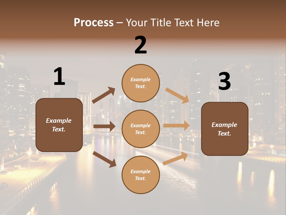 A City Skyline At Night With A River In The Foreground PowerPoint Template
