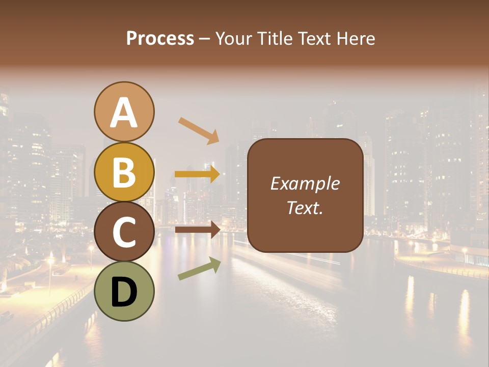 A City Skyline At Night With A River In The Foreground PowerPoint Template