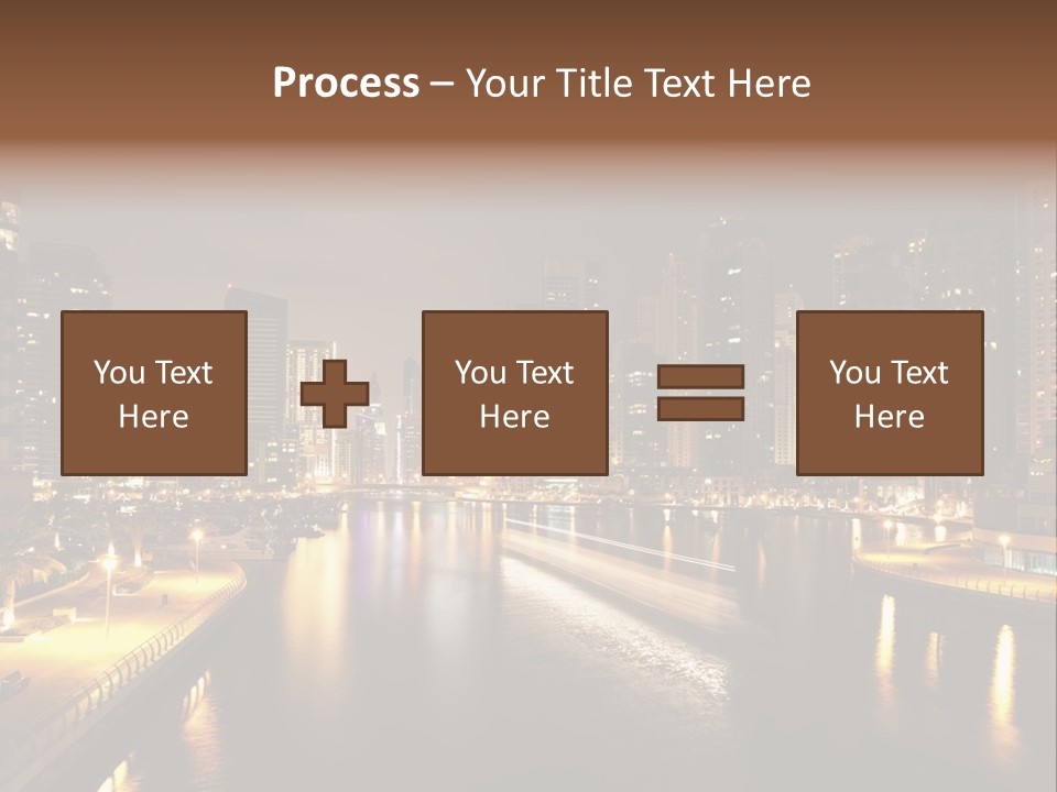 A City Skyline At Night With A River In The Foreground PowerPoint Template