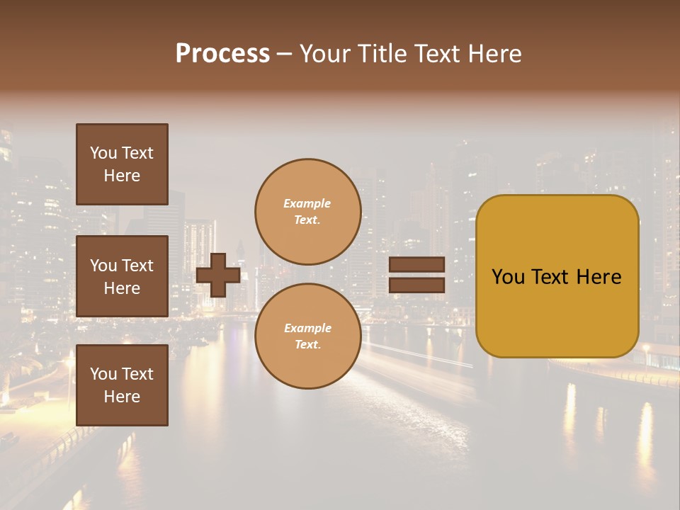 A City Skyline At Night With A River In The Foreground PowerPoint Template