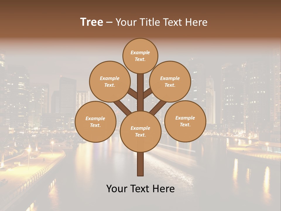 A City Skyline At Night With A River In The Foreground PowerPoint Template