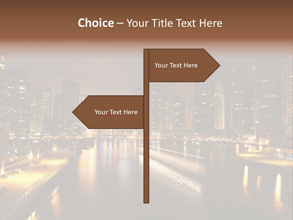 A City Skyline At Night With A River In The Foreground PowerPoint Template