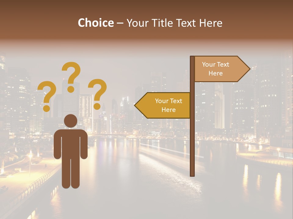 A City Skyline At Night With A River In The Foreground PowerPoint Template